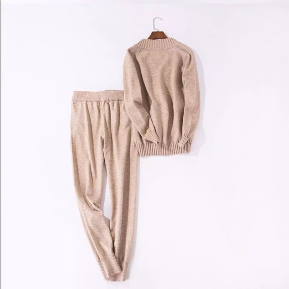 Two Piece Sweater Lounge Wear Set in Beige - Picture 8 of 8